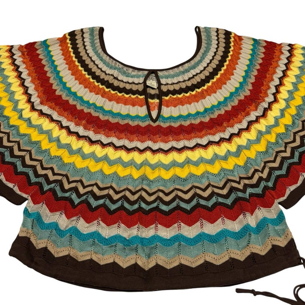 Lucky Brand Sweaters Knit Top Zig Zag Women’s M Batwing Sleeve Boho Hippie Y2K - Picture 7 of 12